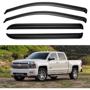 Window Visors Rain Guards for 2014-2018 Chevy Silverado/GMC Sierra 1500 Full-Size Cab, Out-Channel Window Vent Wind Deflectors Visors Shades for 2015-2019 Silverado/Sierra 2500HD 3500HD Crew Cab