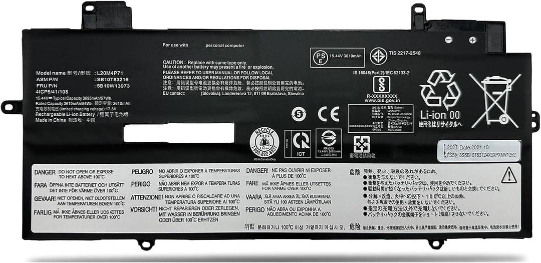 L20C4P71 L20M4P71 L20D4P71 L20L4P71 Laptop Battery Replacement for Lenovo ThinkPad X1 Carbon 9th 10th 11th Gen,ThinkPad X1 Yoga 6th 7th 8th Gen 2021 2022 Series(15.44V 57Wh)