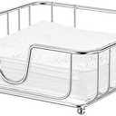 GMFINE Napkin Holder for Table, Napkin Holders for Paper Napkins, Flat Metal Black Napkin Holders for Kitchen & Dining Table, 6.9" x 6.9" x 2.2" Inside Size (Chrome)