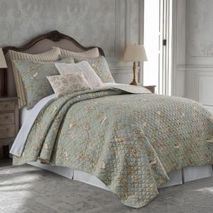 Levtex Home - Lyon Teal Quilt Set - King/Cal King Quilt + Two King Pillow Shams - Bird Toile - Teal, Brown, Cream - Quilt Size (106x92in.), Sham Size (36x20in.) - Reversible - Cotton Fabric