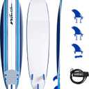 Wavestorm 8ft Classic Surfboard // Foam Wax Free Soft Top Longboard for Adults and Kids of All Levels of Surfing