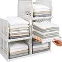 2026 Upgraded Closet Organizers and Storage, 5 Pack Pull-Out Wardrobe Bins, Smooth Sliding Stackable Closet Drawers, Reinforced Anti-Tipping Foldable Storage Containers for Bedroom Office