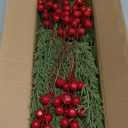 30 Pcs/Set Christmas 3D Artificial Pine Branches- 12.5 Inch Faux Evergreen Cedar Sprigs Branches- Fake Foliage Pine Needles Picks with Artificial Red Berry Stems for DIY Christmas Decoration