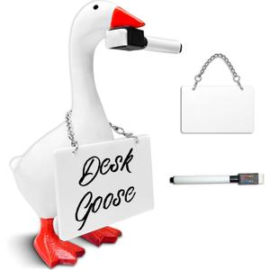 Mini Desk Goose 7 Inch Desk Goose, Desktop Goose with Acrylic Sheet & Magnetic Marker, Office Desk Decor Table Decorations Goose Decor for Goose Gifts Office Gifts (Complete Set)