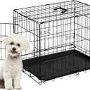 Sweetcrispy 24.4 Inch Single-Door Dog Crate, Durable Metal Pet Kennel with Secure Lock, Foldable Design, Removable Tray for Easy Cleaning, Small Dogs Training & Travel Portable Puppy Cage