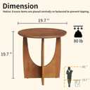 Round End Table, Solid Rubberwood Small Coffee Tables for Living Room, Mid Century Modern End Table for Bedroom, Walnut Color, 19.7''D x 19.7''H