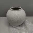 White Ceramic Vase Flower Vase, Big Textured Round Vase for Centerpieces, Kitchen, Living Room, Bedroom Decor Gifts (8" x 8.5" x 8.5")