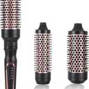 VAGARY 3 in 1 Thermal Brush Set, Heated Round for Blowout Look, Dual Voltage Curling Iron Brush, Ceramic Tourmaline, 3 Detachable Combs, 5 Temperature Settings
