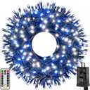 Ollny Christmas Lights, 500LED 164FT Long Christmas Tree Lights with 8 Modes Remote Timer IP44 Waterproof, Outdoor Christmas Lights for Tree House Yard Outside Xmas Decorations (Blue+White)