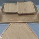 Bamboo Serving Trays Charcuterie Platter 16.5"x11.8"（42x30cm with Handle, Set Includes 1xHexagon 12.5"(32cm)+1xSquare 7.8"(20cm)+1xSquare 5.9"(15cm) Small Plates for Family Dinner