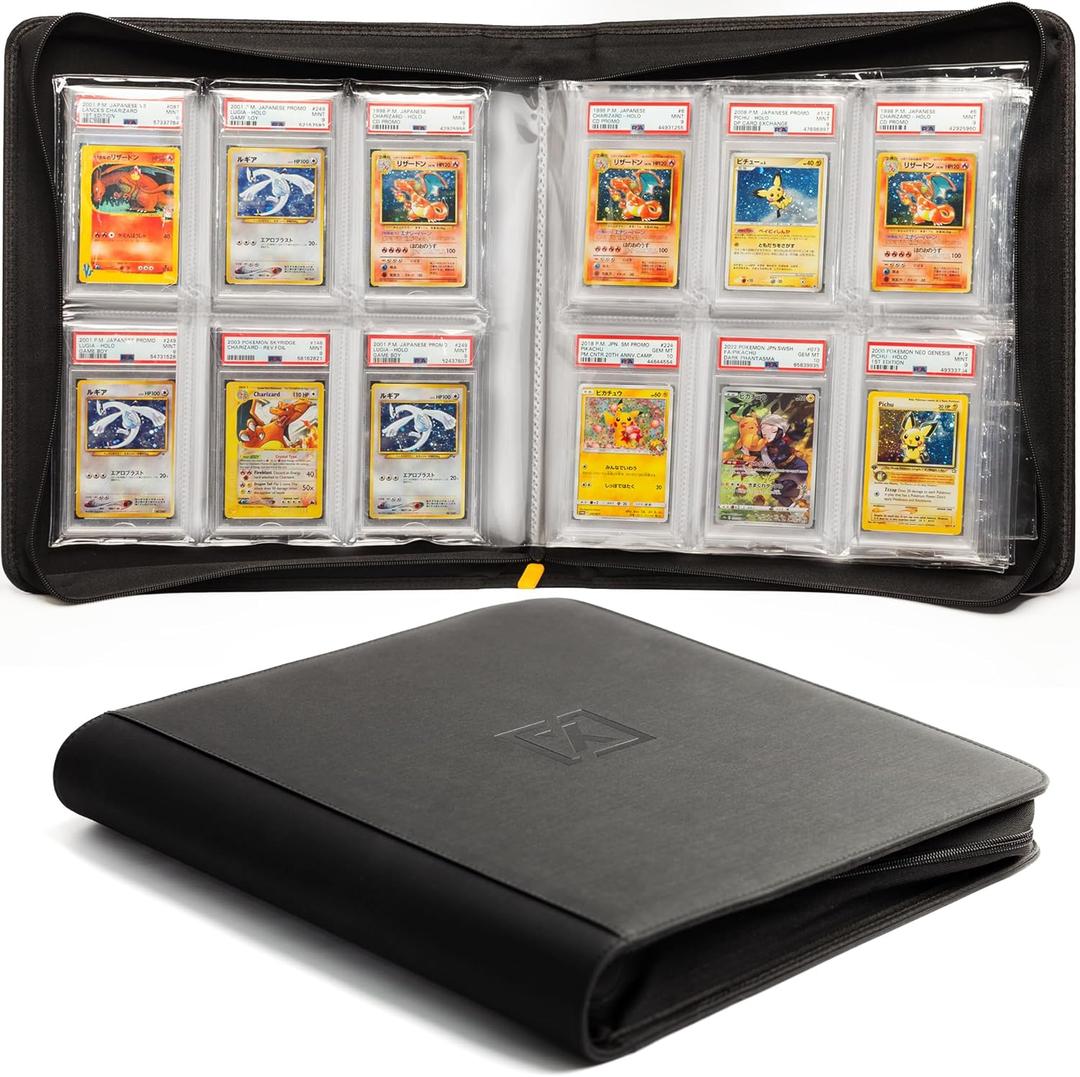 X PRO Graded Card Binder - Holds 60 Graded Slabs, Suitable for PSA and CGC Slabs | 6 Pocket Slab Binder Design | Ringless PSA Slab Binder | PSA Slab Case | Graded Card Holder for Long Term Storage