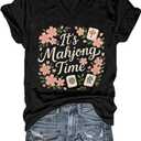 Mahjong Shirt Mahjong Gifts for Women Mahjong Shirts for Woman V Neck T-Shirt for Women Men L