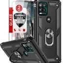 LeYi for Military-Grade Moto G Stylus 5G Phone Case 2021 with Magnetic Ring Kickstand & 2 Tempered Glass Screen Protectors - Black