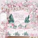 Winter Onederland Decorations 1st Birthday Girl, Winter Onderland First Birthday Decorations for Girls include Gitter Snowflake Banner,Balloon Arch for Girl First Birth day Party Supplies