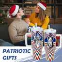 Birthday Gifts for Women - 40oz Tumbler with American Flag 1 Pack, Virgin Mary and Statue of Liberty, Insulated Steel USA Coffee Mug with Handle & Lid for 4th of July