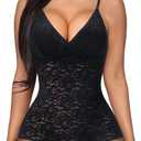 BRABIC Lace Bodysuit for Women Tummy Control Shapewear Sleeveless Tops V-Neck Backless Camisole Jumpsuit Shaper 2XL