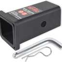 TOPTOW 64028HP Trailer Hitch Adapter 2-1/2" to 2" Hitch Reducer Sleeve Carbon Steel, 5/8 inch Pin & Clip Included