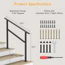Hand Rails for Outdoor Steps, 2-5 Steps Wrought Iron Handrails for Outdoor Steps, Stair Railing for Porch, Home, Garden, Indoor, Staircase Handrails for Wooden, Cement, Brick, Marble (3 Steps)