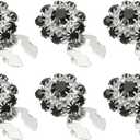PATIKIL 6 Pcs Rhinestone Button Covers, 17.5mm 11/16" Decorative Buttons Clips Detachable Sewing Kit Replacement for Women Men DIY Crafts Holiday Decor Dress Accessories, Silver Black (17.5-21mm / 0.69-0.83 inch)