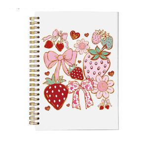 Cute Strawberry and Bows Notebook – Kawaii Fruit and Ribbon Design, Aesthetic Pink Red Journal for Girls and Teens, 5.5x8.3 Inch 307