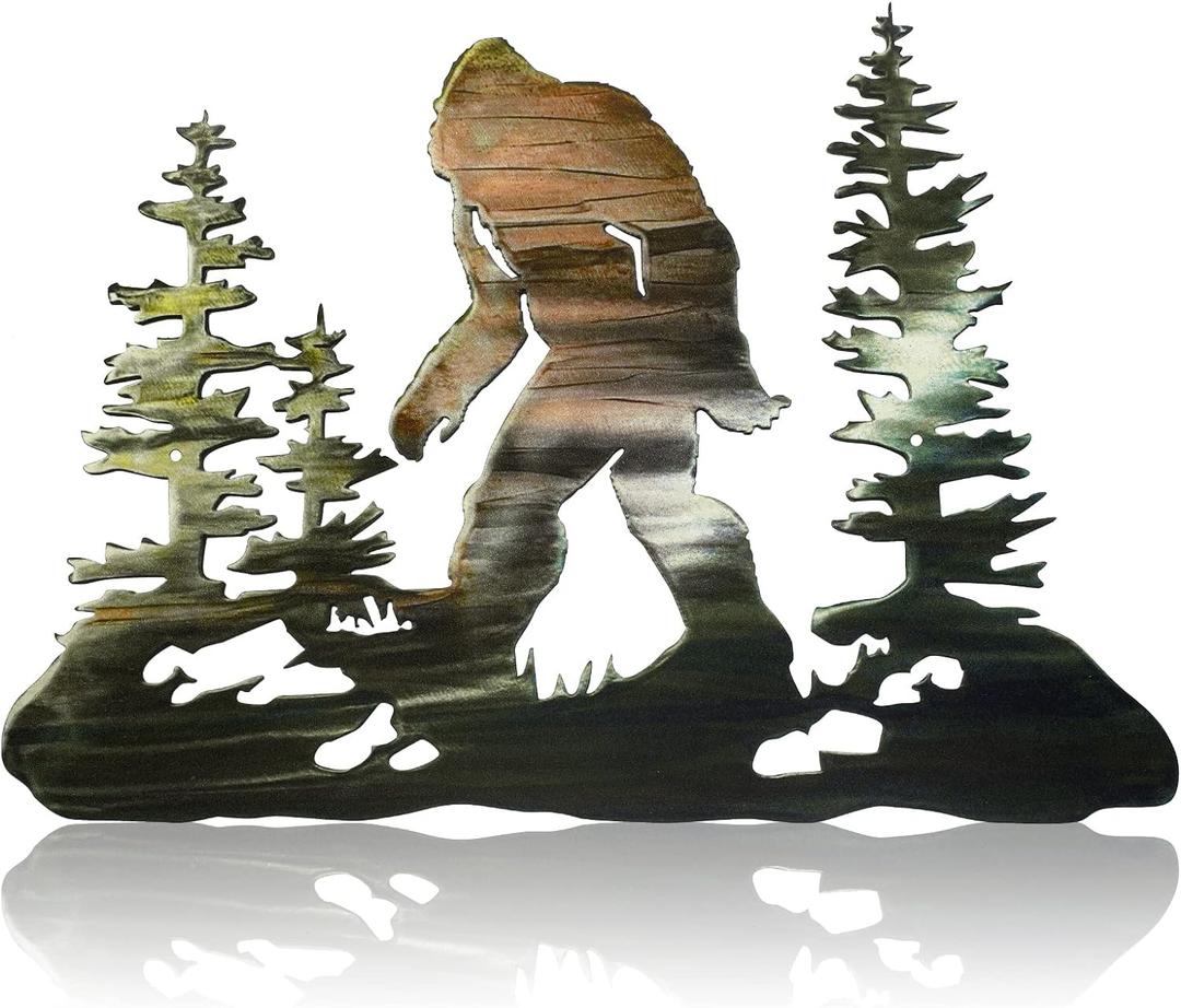 Sasquatch Wall Decor Bigfoot Statues for Yard 15.7 x 11 Sasquatch Statues Bigfoot Metal Wall Art Big Foot Gifts for Yard Hanging Garage Garden Decor Outdoor Indoor(Colorful)