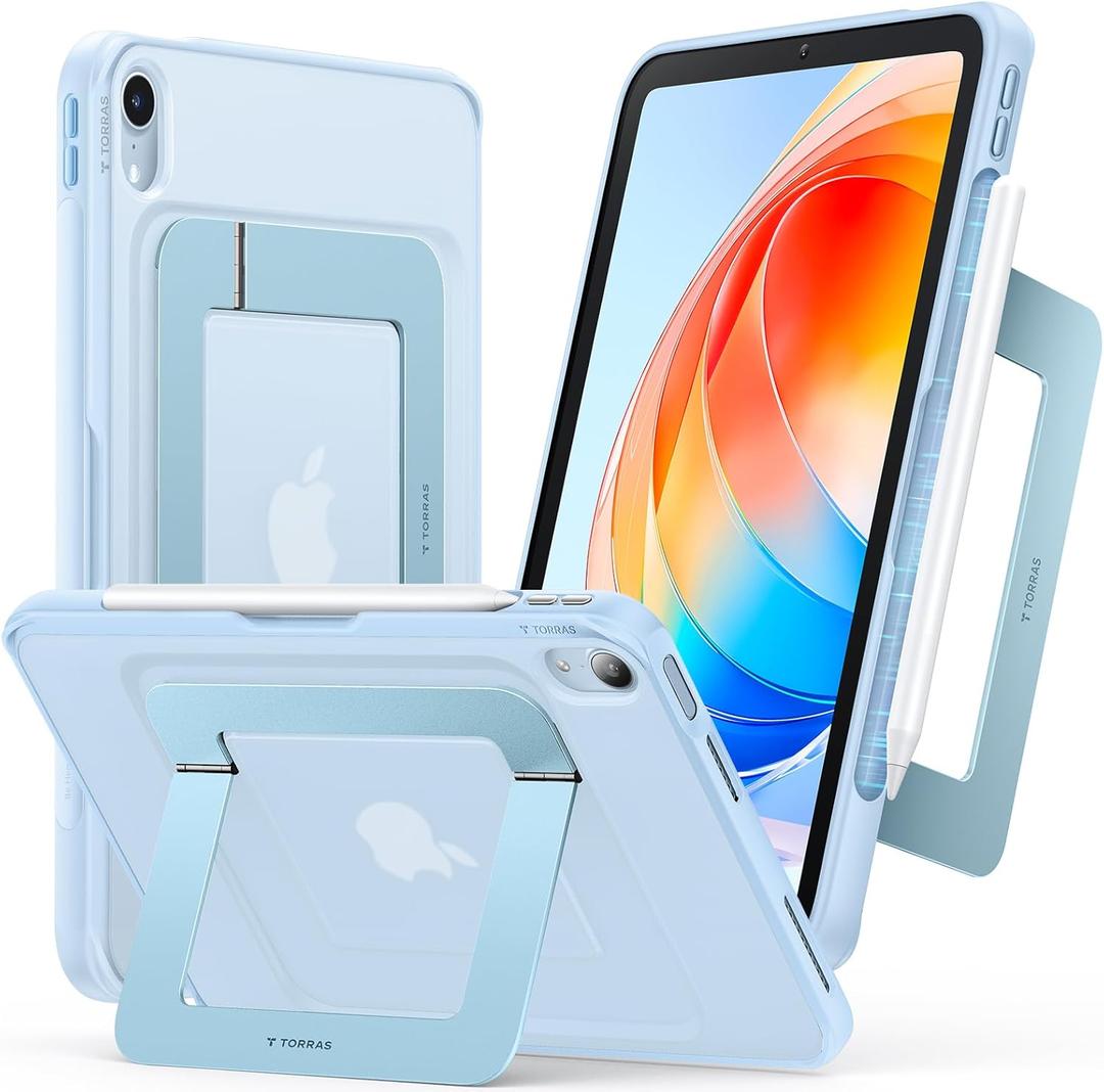 TORRAS Ostand K1 Guardian for iPad Air 11 inch Case M4/M3/M2 (2026/2025/2024), Ultra Stable Stand, Multiple Adjustable Viewing Angles, Slim Protective Kickstand Cover with Pencil Holder, Blue