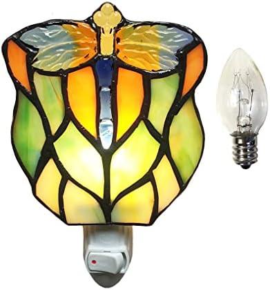 DUONAYU Stained Glass Dragonfly Night Light, Suitable for Bedroom, Corridor, Bathroom, Children's Room,This Would Make a Great Gift for a Birthday, Christmas, Anniversary.DYM9013