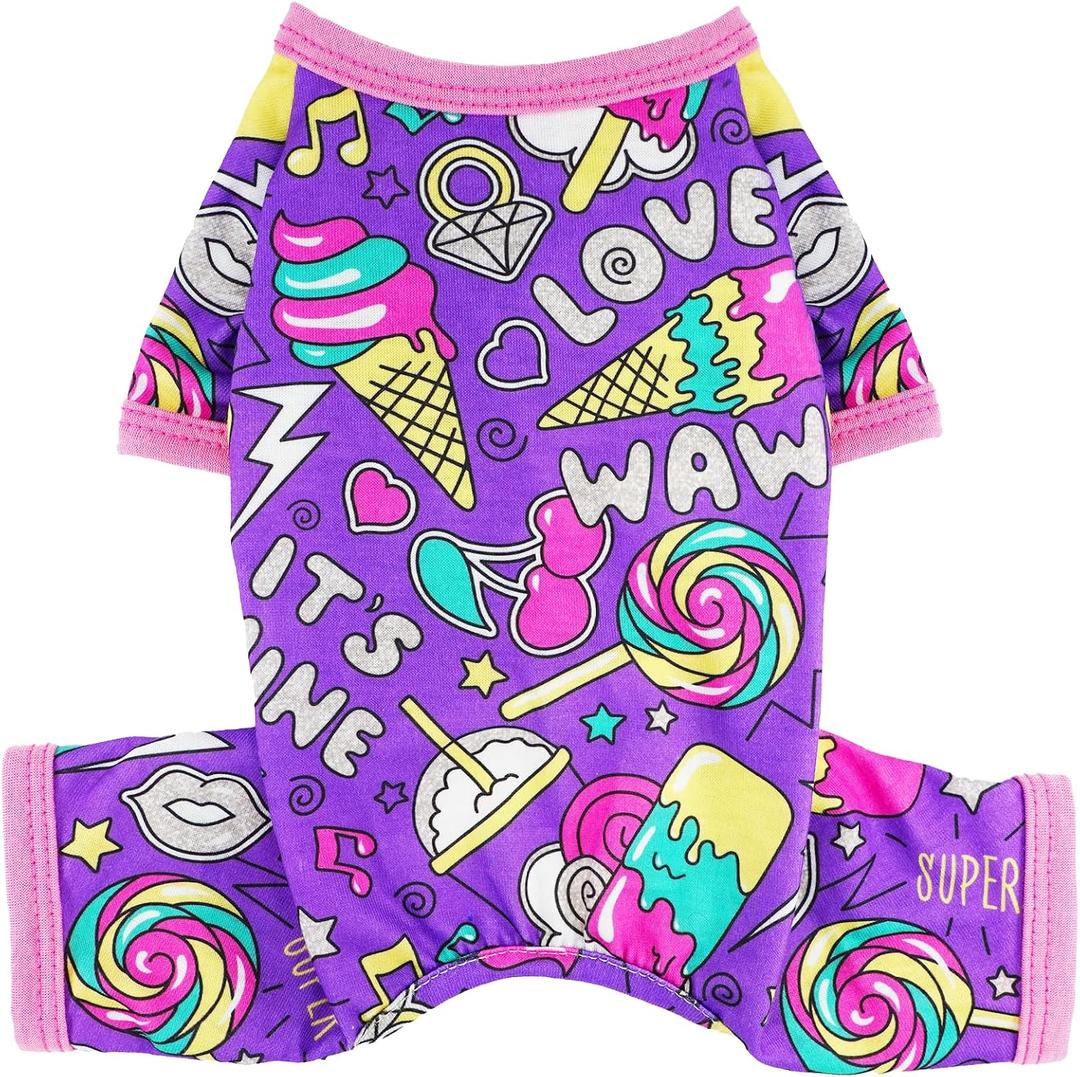 Dog Pjs - Large & Medium Sizes, Purple Puppy Onesie