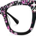 Zeelool Oversized Square Blue Light Glasses Acetate Frame for Women with Star ZJGA151789 Minfia (Blackpink)