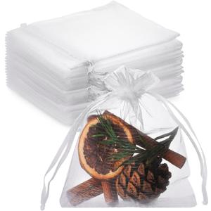 100PCS White Organza Bags, 3 x 4 inches Organza Jewelry Bags Mini Candy Organza Bags for Small Presents Jewelry Earrings Candy Treat Wedding Party Favors Mesh Pouch