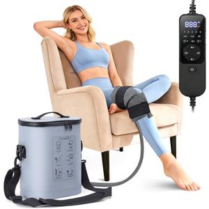 Cold Therapy Machine, Portable Ice Machine for Knee After Surgery, Programmable Knee Replacement Recovery System, Cryotherapy for Post Surgery Recovery Sport Injuries, Reduces Swelling, Circular Gray