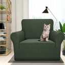 ZNSAYOTX 1 Piece Jacquard Chair Slipcovers for Living Room High Stretch Chair Covers with Arms Anti Slip Pets Friendly Couch Sofa Armchair Cover Furniture Protector (Chair, Army Green)