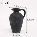ROLLSCERAY Rustic Ceramic Vase, Farmhouse Vase with 2 Handles, Black Pottery Vases, Boho Decorative Flower Vases for Home Decor, Table, Living Room, Shelf Decor, 9.3 Inch