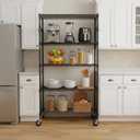Folews 5 Tier Storage Shelves with Wheels - Adjustable Wire Shelving Unit Metal Shelves for Storage Rolling Utility Shelf Organizer Rack for Kitchen Garage Pantry Closet Laundry(14D x 36W x 75H)