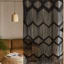 Flber Macrame Curtain Black Boho Window Macrame Doorway Curtain Macrame Wall Decor Bedroom Headboard Decor,42" Wx76 H