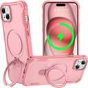 CHAOFEnG Designed for iPhone 15 Plus Case with Magnetic Stand [Military Drop Protection][Compatible with Magnet] Shockproof 15 Plus Phone Case with Ring Holder, Pink