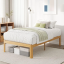 Viisari Bamboo Wood Twin Bed Frame No Box Spring Needed, 18 Inch Twin Platform Bed Frame with Steel Slats, Solid Foundation, Easy to Assembled, Noise-Free