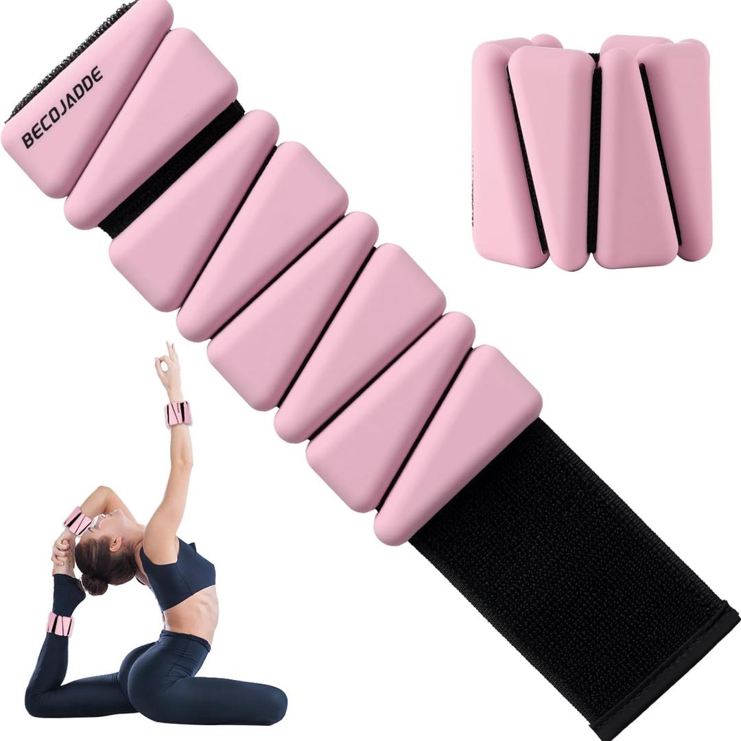 Wrist Ankle Weight 1lb Adjustable Weights Training Intensity for Strength Training Walking Running Yoga Pilates Jogging for Women Men (Pink)