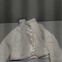 Allegra K Women's Faux Fur Fluffy Coat Collar 2025 Warm Winter Cropped Jacket (White, Small)