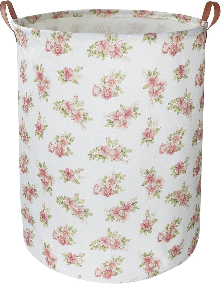 Pink Flower Laundry Hamper, laundry Basket, Nursery Hamper,Waterproof Storage Bin for Bedroom,Clothes Organizer Basket, Room Decor(Pink Flower)