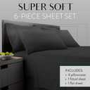 Danjor Linens Bed Sheet Set King Size for Hot Sleepers, Hotel Premium Sheets with 4 Pillowcases, Lightweight Brushed Microfiber Deep Pockets, Breathable Cooling 6 Piece Bedding Sets, Black