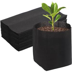 GREANER 12.2x11.4 Inch Nursery Growing Bags, 50 PCS Breathable Non-Woven Garden Grow Bags, Outdoor Reusable Plant Seeding Bags for Tree, Vegetable, Flower, Seeds, Plant Grow(Black)