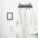 Dahey Small Towel Rack with 6 Hooks, Towel Holder Wall Mount Bathroom Organizer Rustic Farmhouse Home Decor Hanger Storage Hooks for Towel, Robe, Bag, 15" L X 6.7" H, Brown