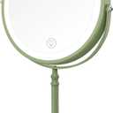 Lighted Makeup Mirror, 3000 mAh Rechargeable Double Sided Magnifying Vanity Mirror with 3 Colors, 1x/10x, 360 Rotation , Brightness Adjustable Magnification Cosmetic Light up Mirror, Women Gift (Green)