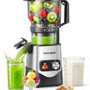 TechRise 3-in-1 Cold Press Juicer with 6" Wide Feed Chute, Slow Masticating Juicer Machine for Whole Fruits & Vegetables, Makes Juice, Fruit Sorbet & Nut Milk, Easy to Clean, BPA-Free, Space Silver