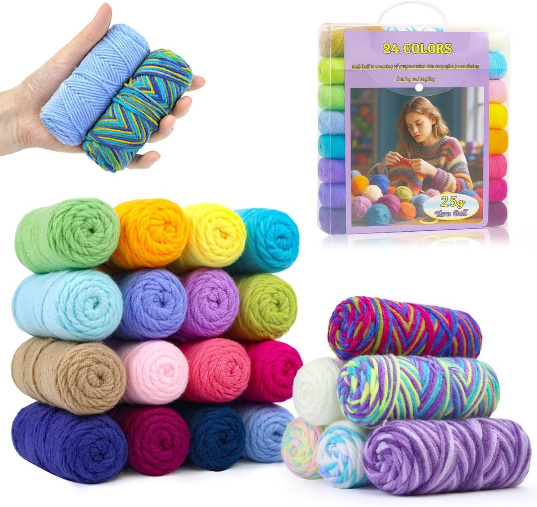Lewhoo Crochet Kits for Beginner, 1312 Yards Acrylic Yarn Kit for Knitting and Crocheting, 25g24 Yarn Bundles with Accessories