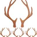 LUOZZY 4 Pair Plastic Deer Antlers Simulation Animals Horn Brown Reindeer Ear for DIY Crafts Headband Christmas Accessories, 17CM