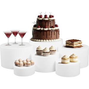 6Pack White Buffet Risers and Stands, Acrylic Food Risers for Buffet Table, Nesting Display Stand Shelf for Party Catering & Dessert, White Risers for Display for Food, Jewelry & Collectibles (5''6''7''8''9''10'')