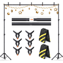 Backdrop Stand 10 x 8 FT for Photography Studio, Telescopic Adjustable Background Stand for Parties, Photoshoot Backdrop Stand with Spring Clamps, Sandbags, Carry Bag