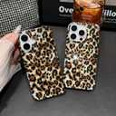 Leopard Case for iPhone 16 Case Cheetah Women Trendy Aesthetic Clear Silicone Protective Shockproof Phone Cases with Beade Phone Strap Lanyard for iPhone